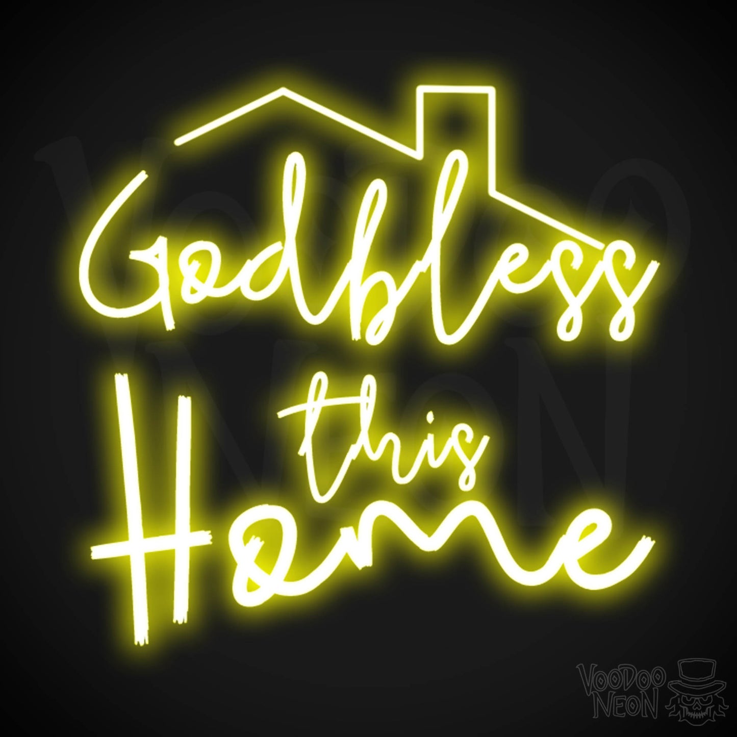 God Bless This House Neon Sign - Neon God Bless This House Sign - Wall Art - Light Up Sign - Color Yellow