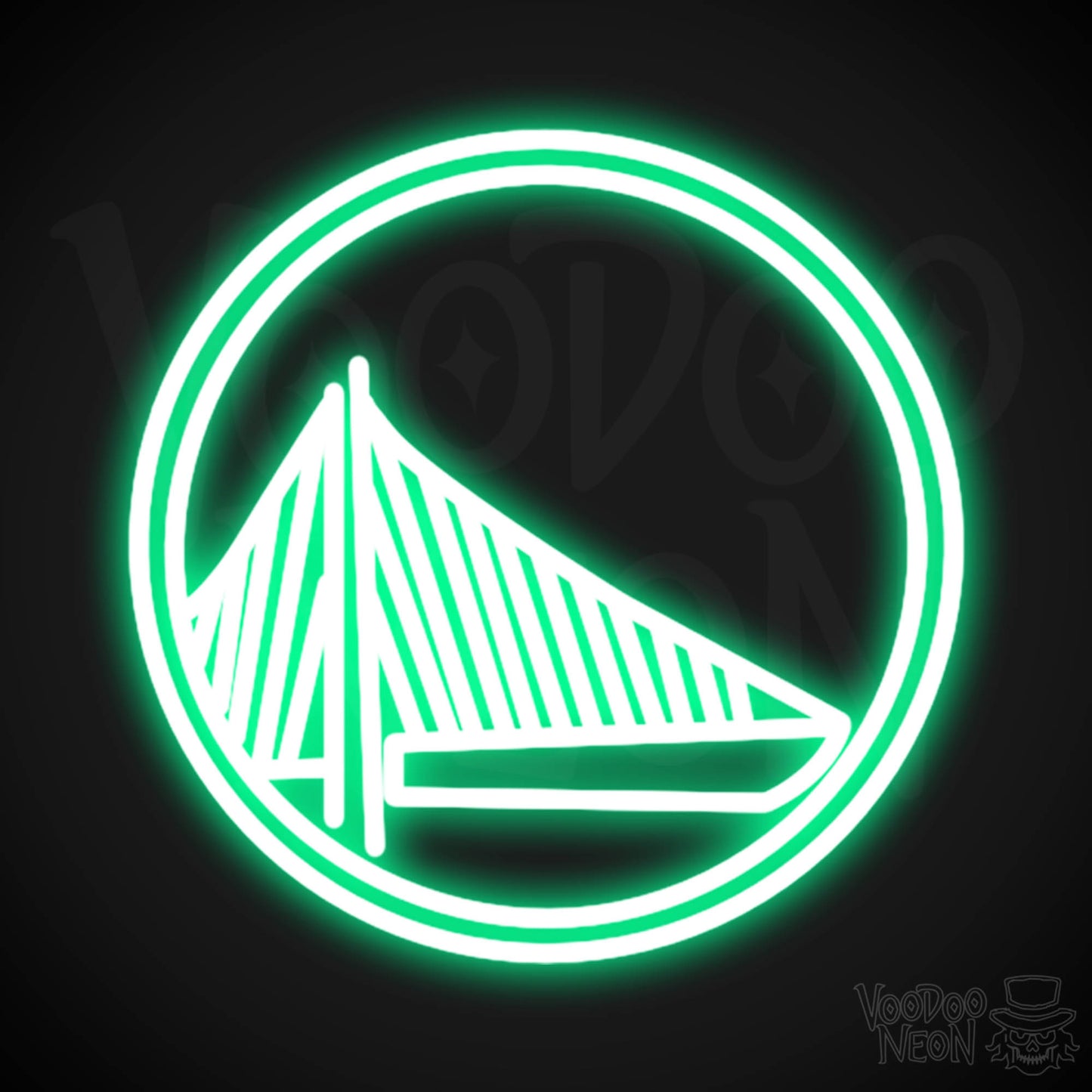 Golden State Warriors Neon Sign - Golden State Warriors Sign - Neon Warriors Logo Wall Art - Color Green