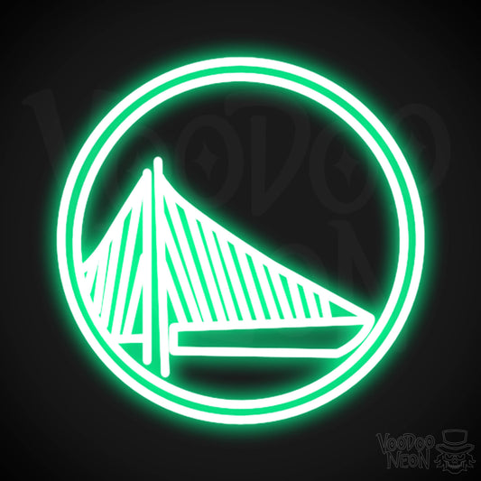 Golden State Warriors Neon Sign - Golden State Warriors Sign - Neon Warriors Logo Wall Art - Color Green
