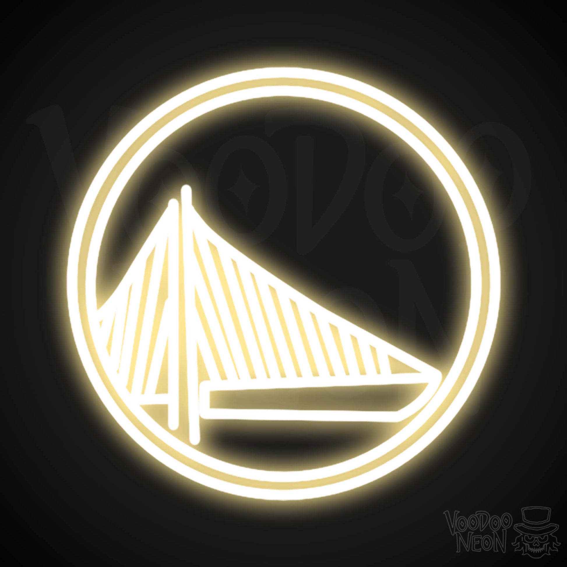 Golden State Warriors Neon Sign - Golden State Warriors Sign - Neon Warriors Logo Wall Art - Color Warm White