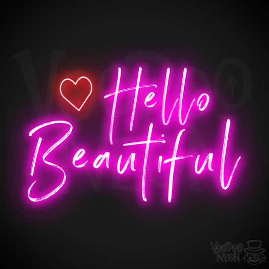 Hello Beautiful Neon Sign - Neon Hello Beautiful Wall Art - Color Multi-Color