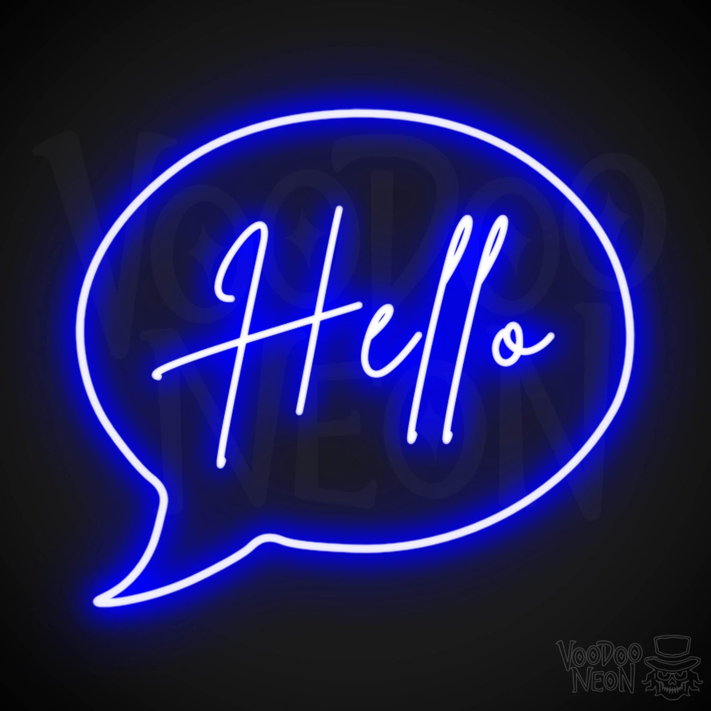 Hello Neon Sign - Neon Hello Sign - Hello Wall Art - Color Dark Blue