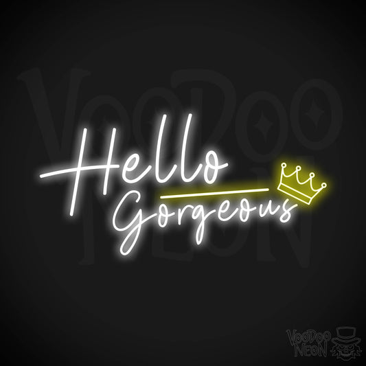 Hello Gorgeous Neon Sign - Neon Hello Gorgeous Wall Art - Color Multi-Color