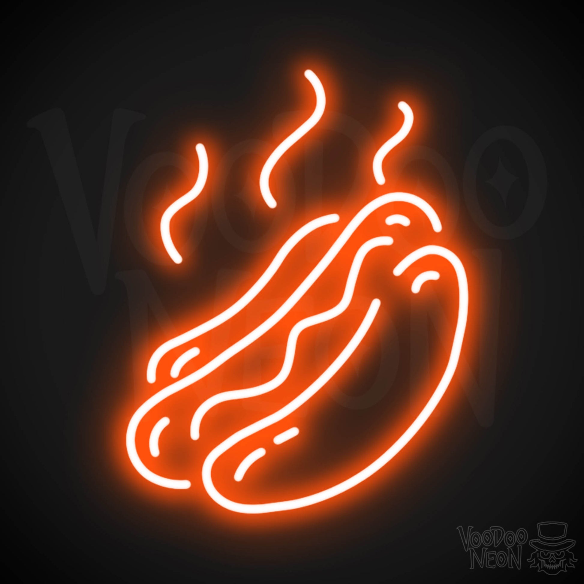 Hot Dogs Neon Sign - Neon Hot Dogs Sign - Hot Dog Wall Art - Color Orange