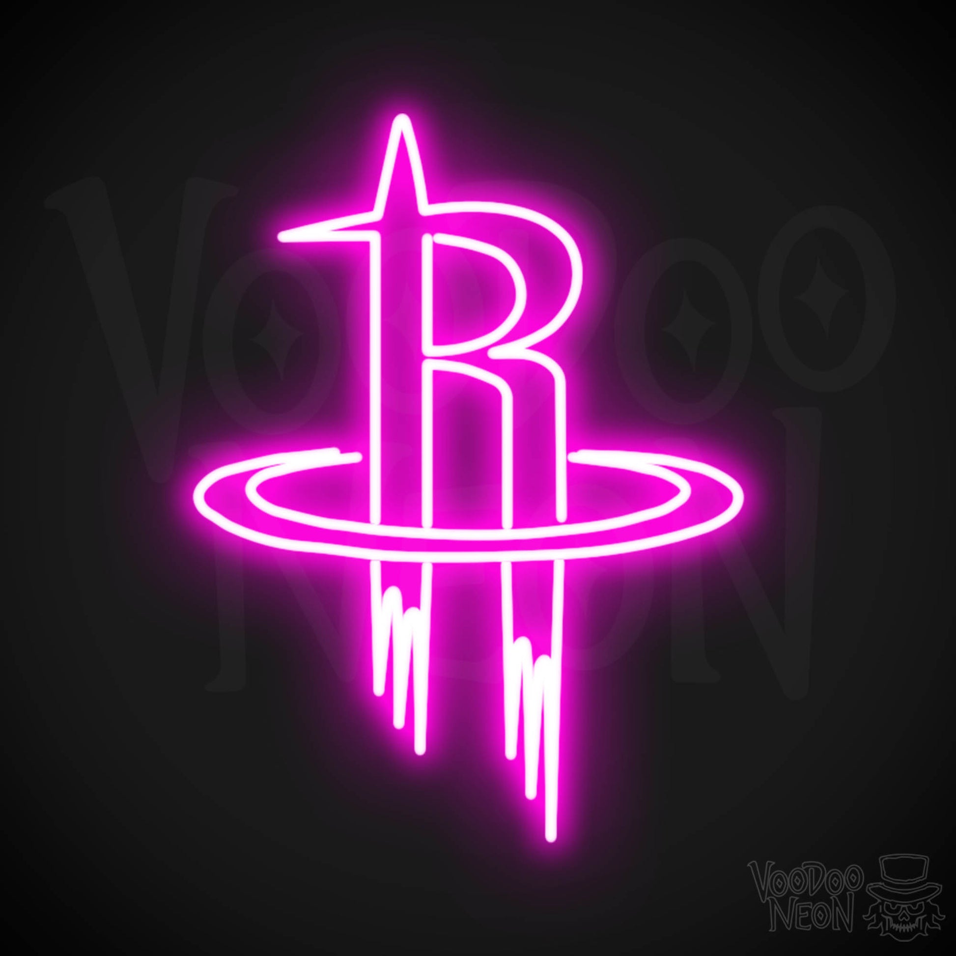 Houston Rockets Neon Sign - Houston Rockets Sign - Neon Rockets Wall Art - Color Pink