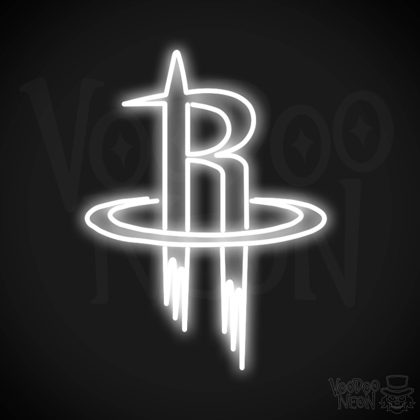 Houston Rockets Neon Sign - Houston Rockets Sign - Neon Rockets Wall Art - Color White