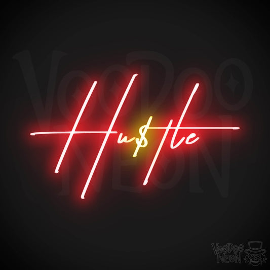 Hustle Neon Sign - Neon Hustle Sign - Hu$tle Neon Wall Art - Color Multi-Color