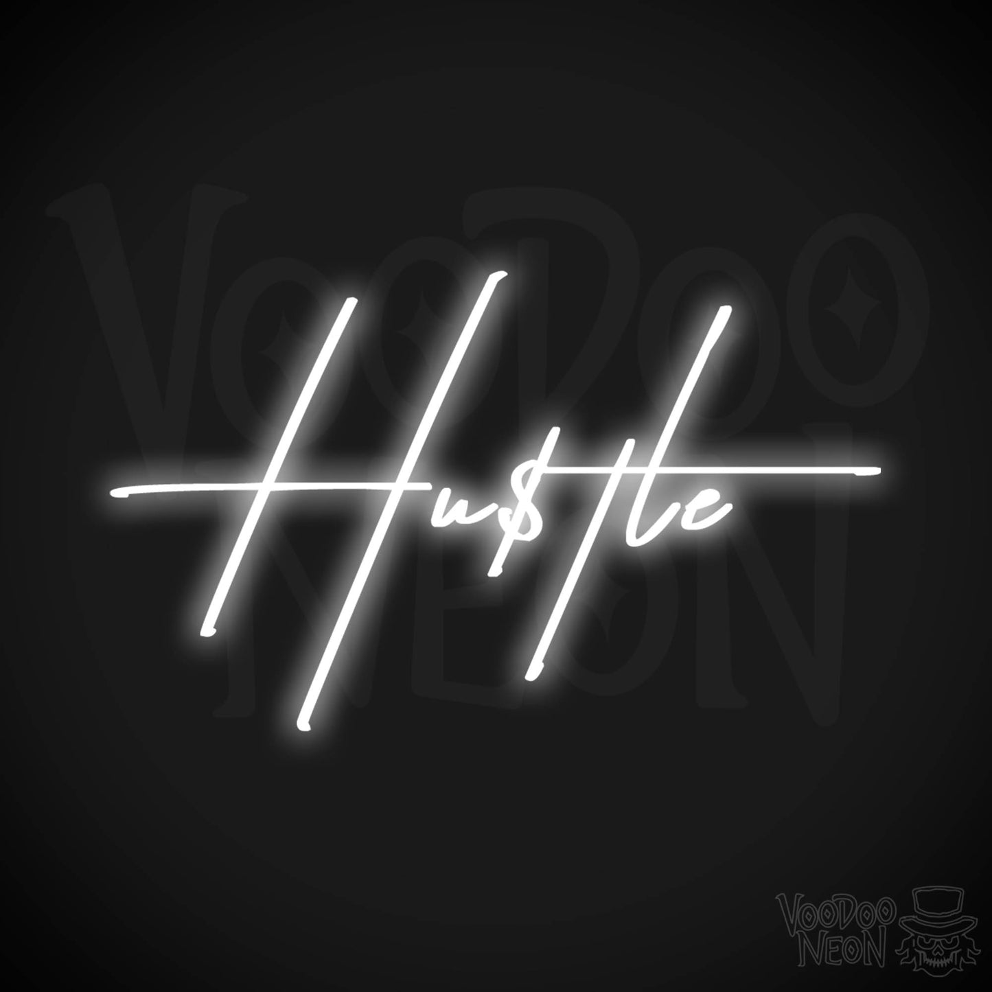 Hustle Neon Sign - Neon Hustle Sign - Hu$tle Neon Wall Art - Color White