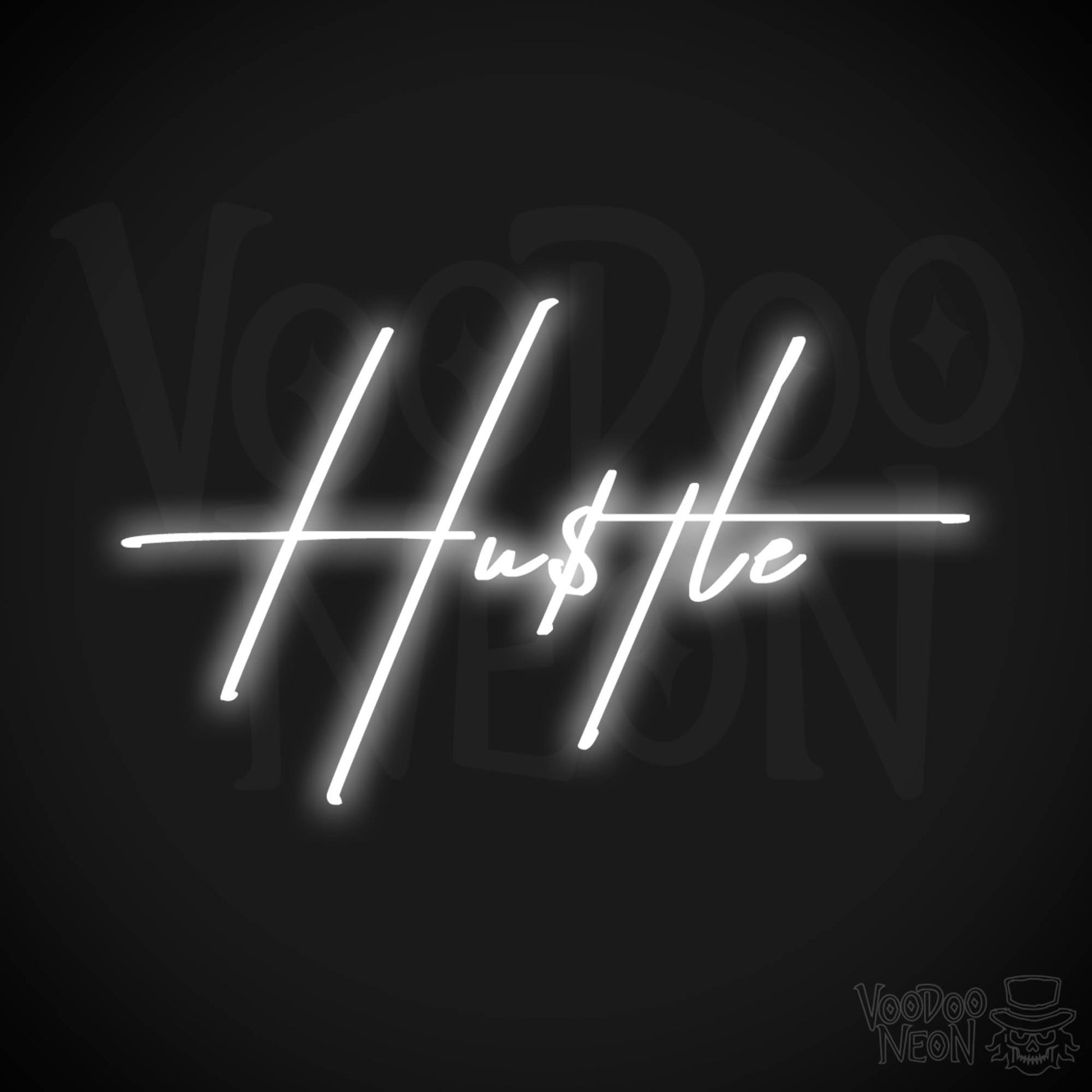 Hustle Neon Sign - Neon Hustle Sign - Hu$tle Neon Wall Art - Color White