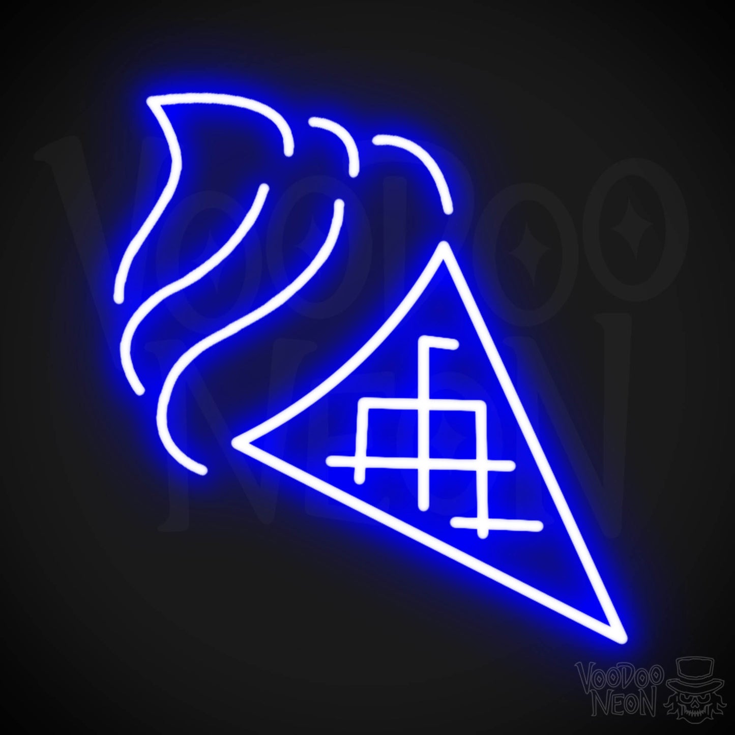 Neon Ice Cream - Ice Cream Cone Neon Sign - LED Neon Wall Art - Color Dark Blue