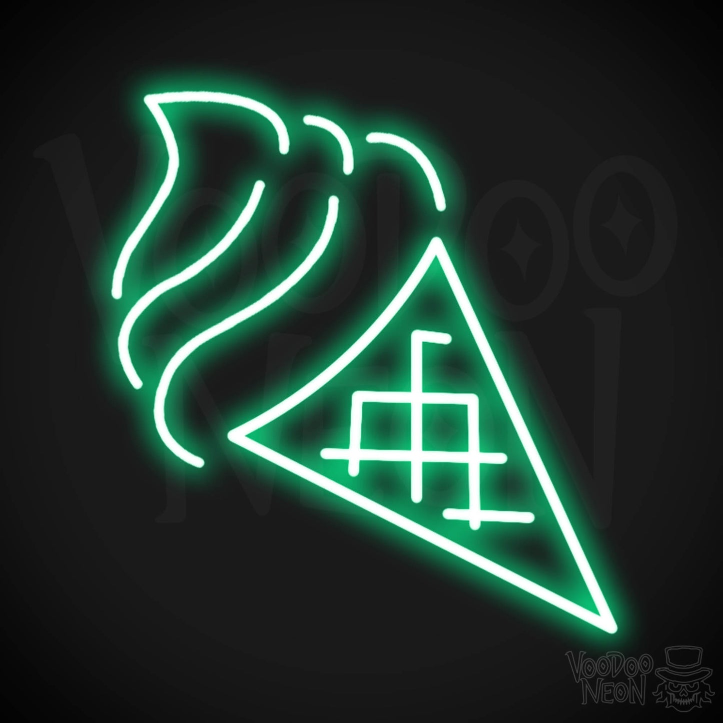 Neon Ice Cream - Ice Cream Cone Neon Sign - LED Neon Wall Art - Color Green