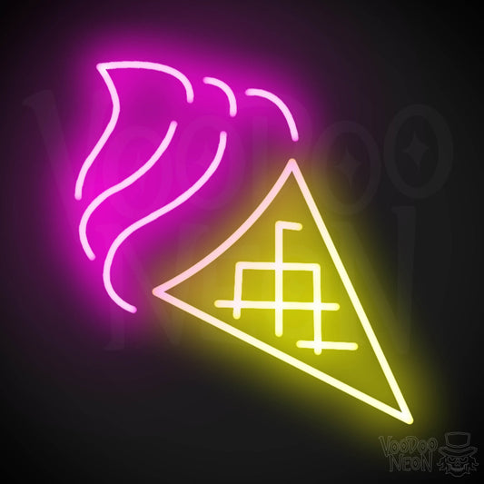 Neon Ice Cream - Ice Cream Cone Neon Sign - LED Neon Wall Art - Color Multi-Color