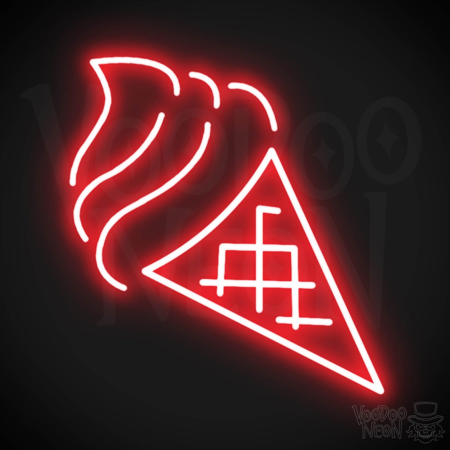 Neon Ice Cream - Ice Cream Cone Neon Sign - LED Neon Wall Art - Color Red