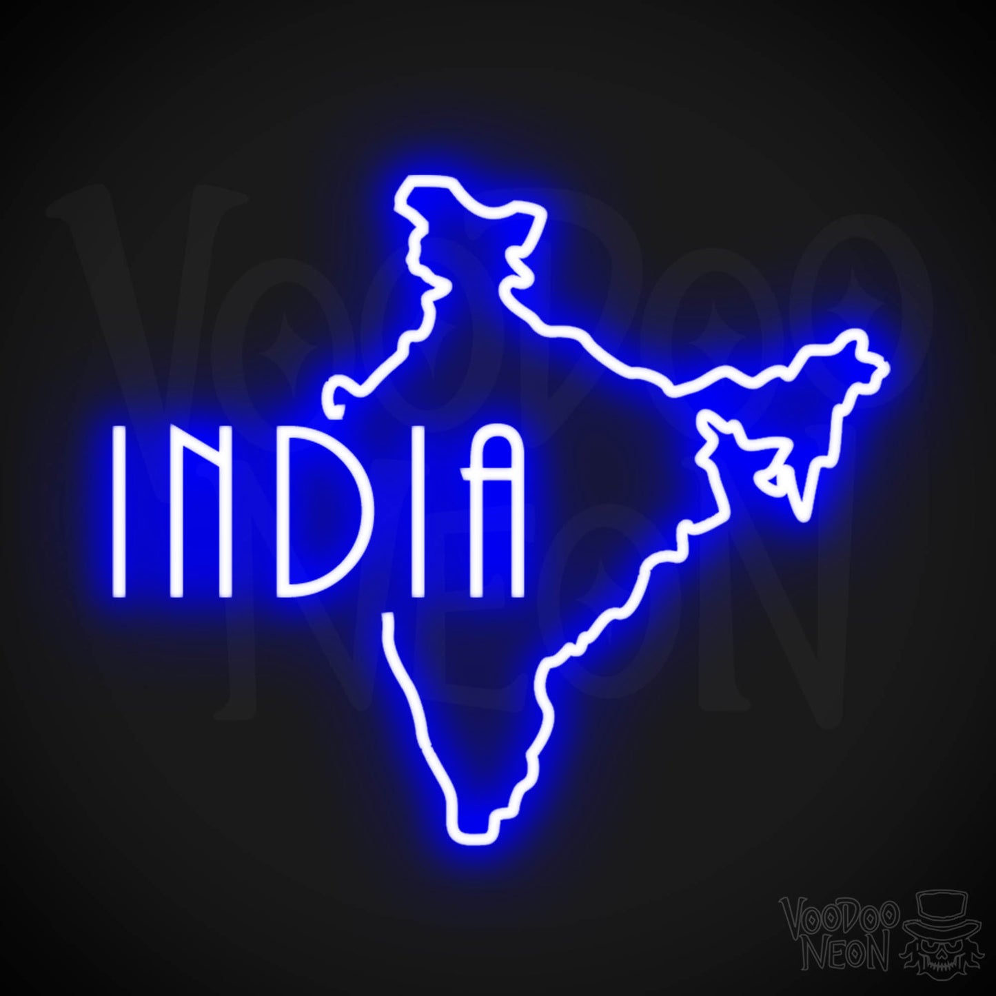 India Neon Sign - Neon India Sign - LED Sign - Color Dark Blue