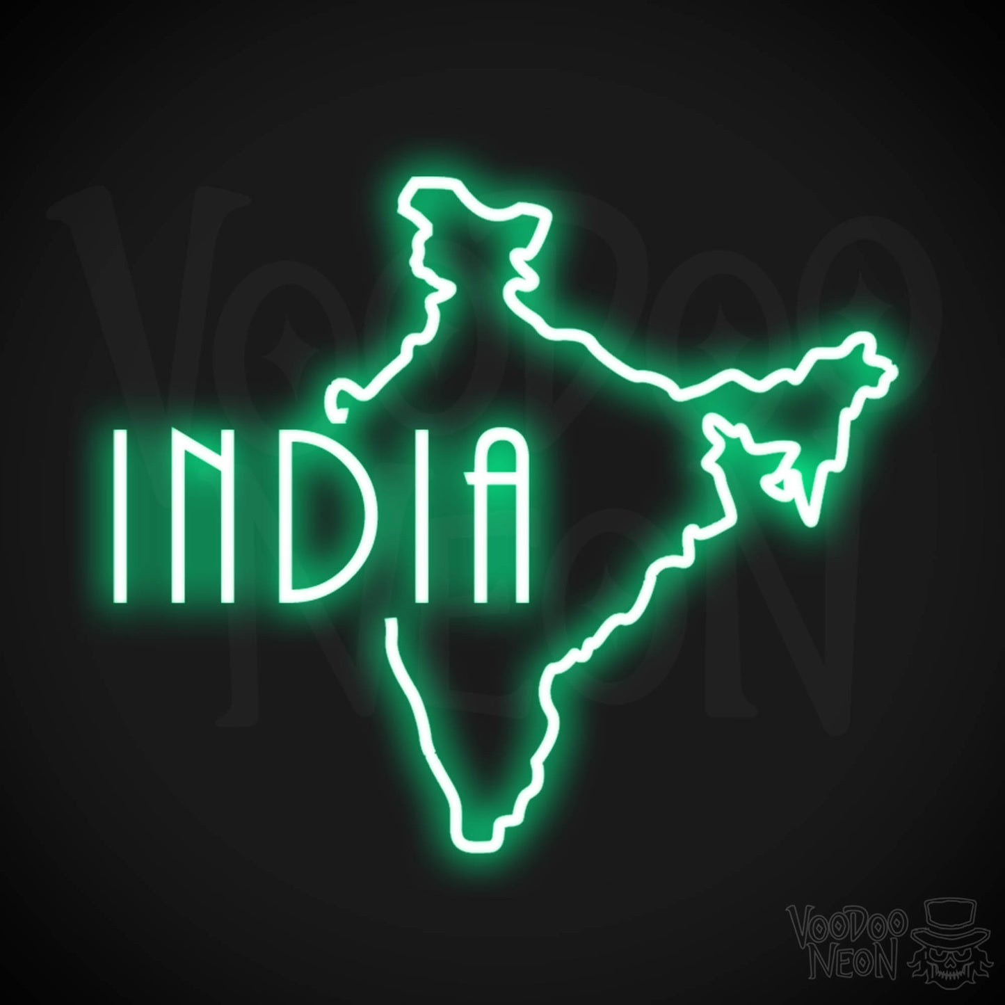 India Neon Sign - Neon India Sign - LED Sign - Color Green