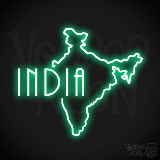 India Neon Sign - Neon India Sign - LED Sign - Color Green
