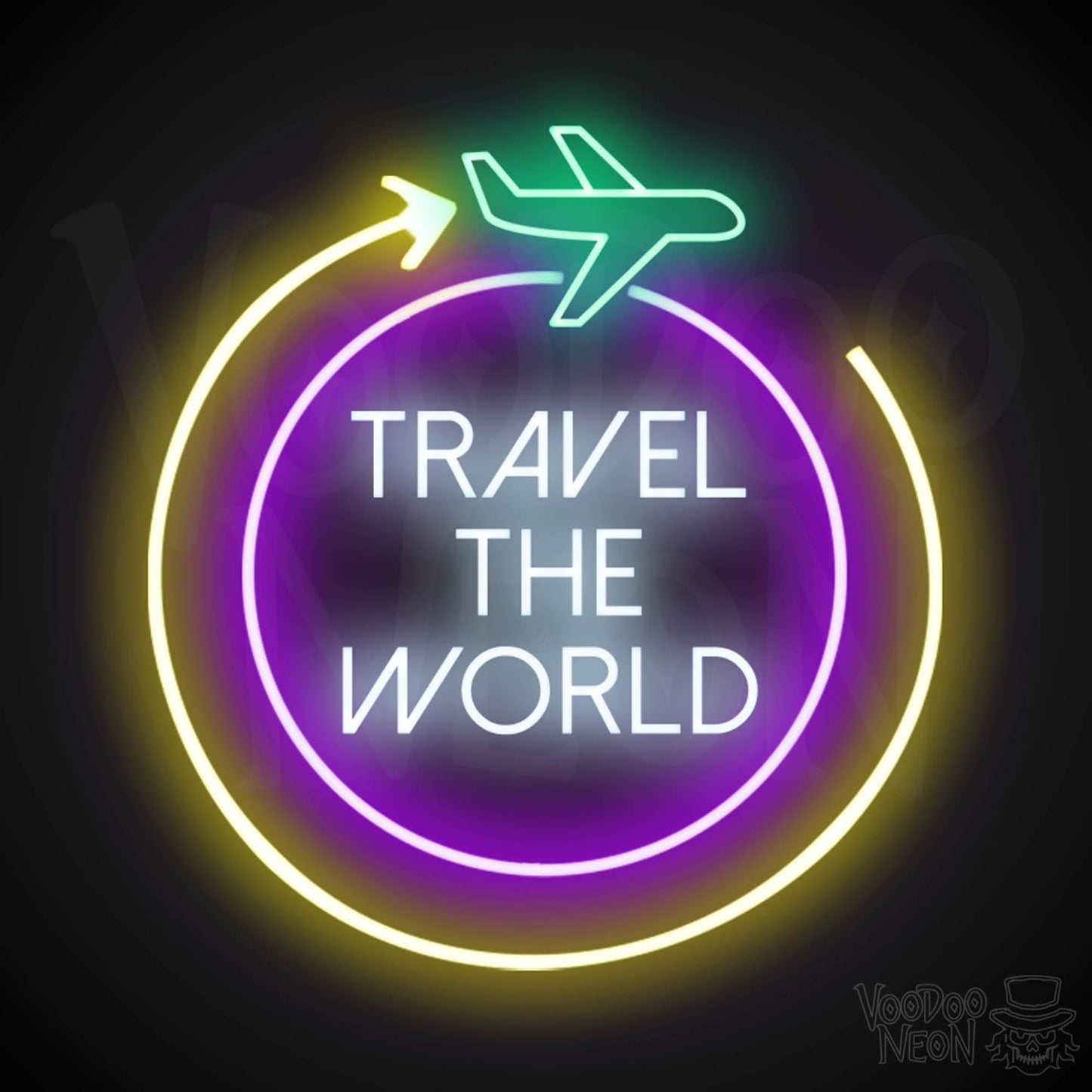 Let's Travel The World Neon Sign - LED Neon Wall Art - Color Multi-Color
