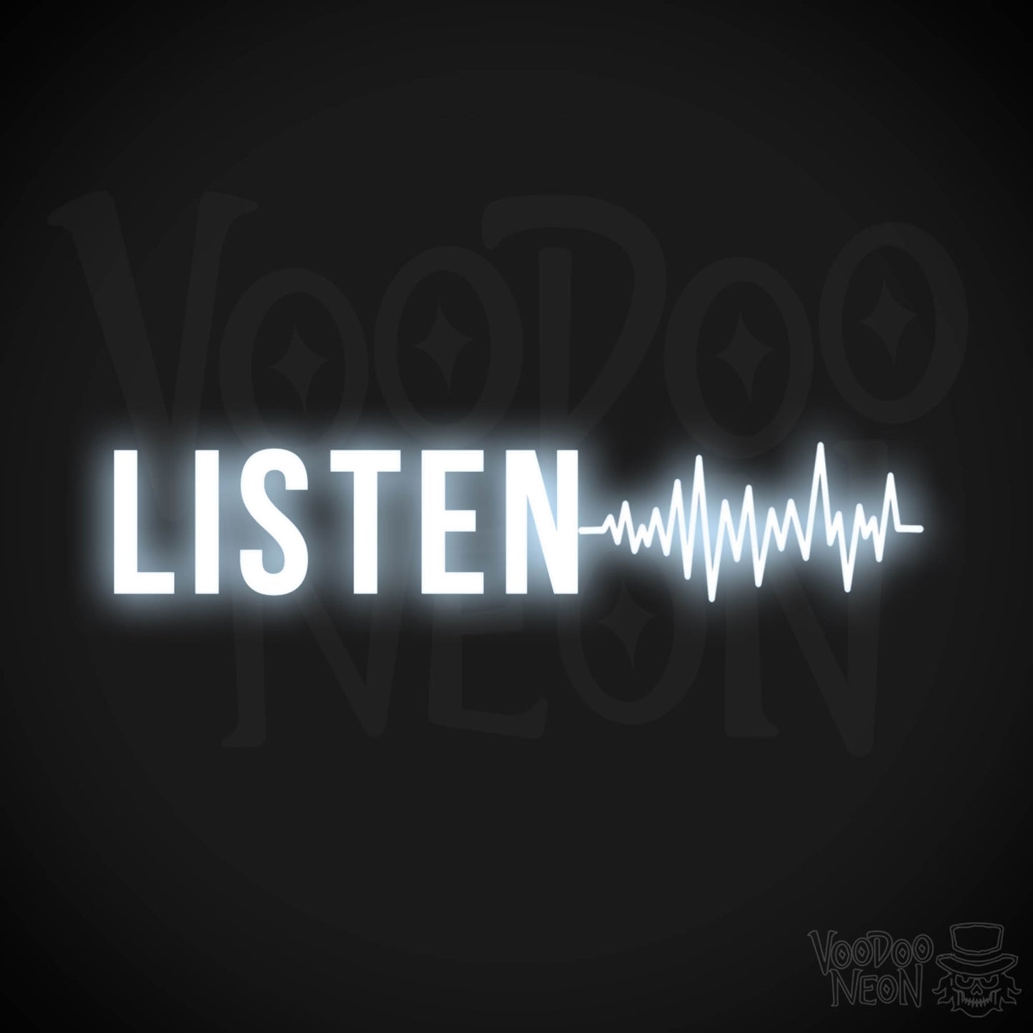 Listen Neon Sign - Neon Listen Sign - Color Cool White