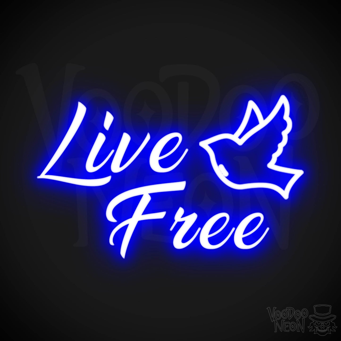 Live Free Neon Sign - Neon Live Free Sign - LED Lights - Color Dark Blue