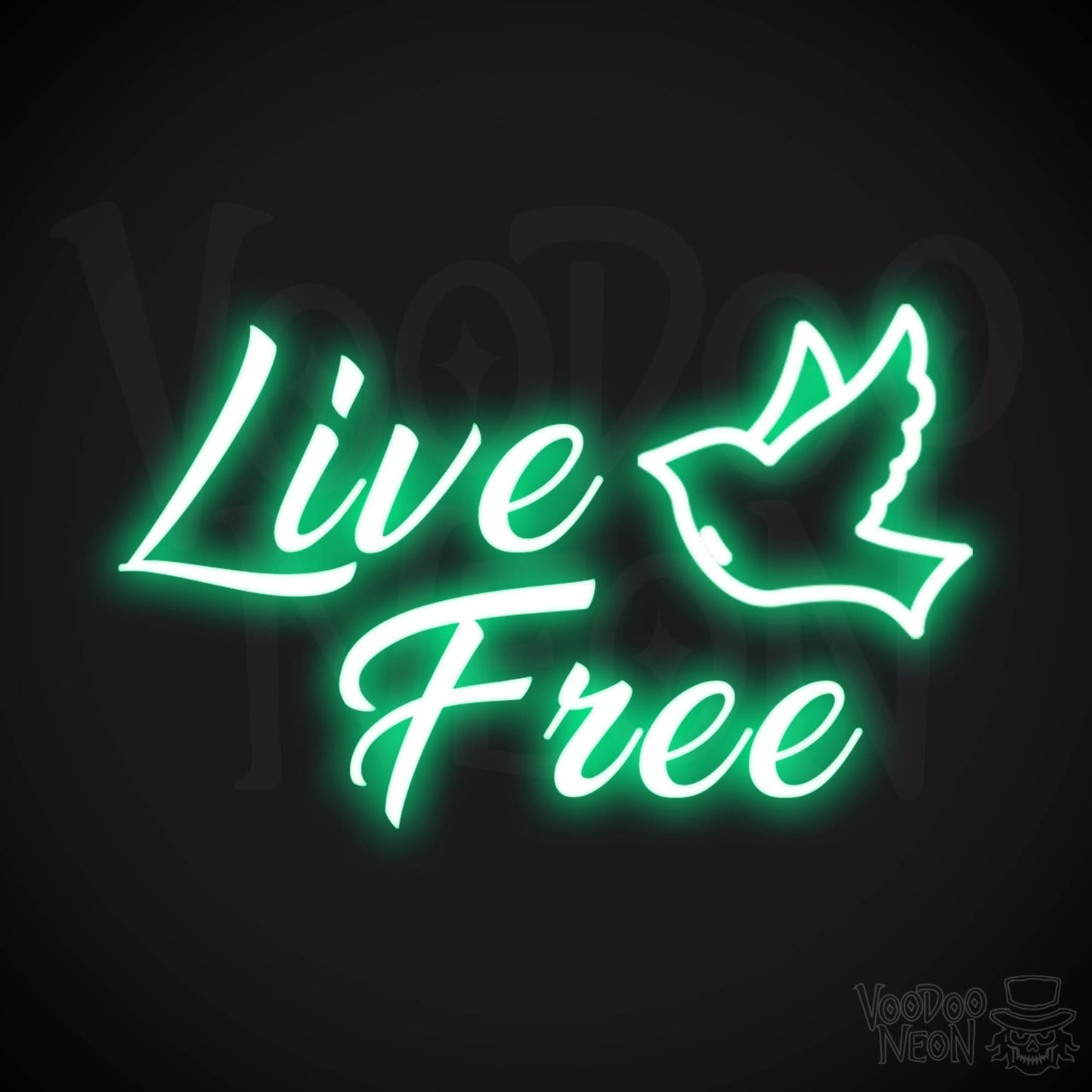 Live Free Neon Sign - Neon Live Free Sign - LED Lights - Color Green