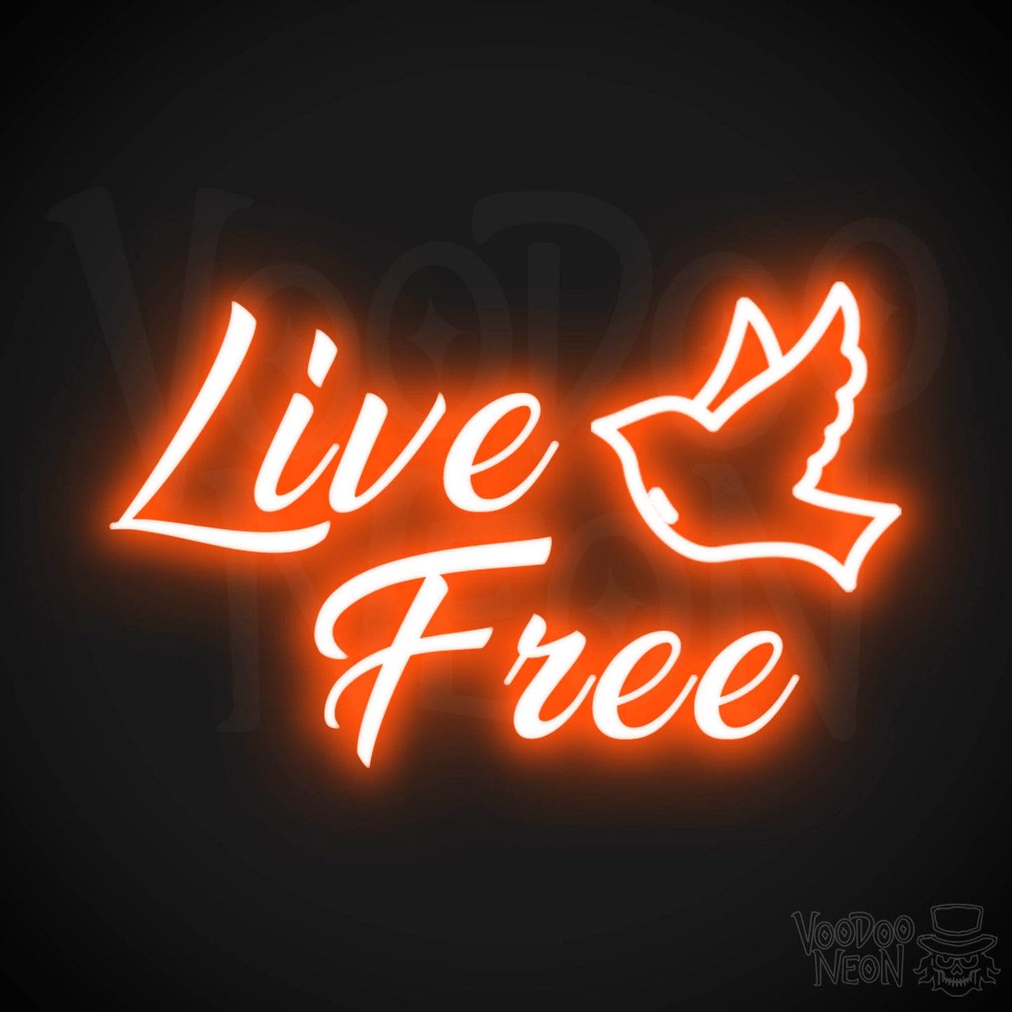 Live Free Neon Sign - Neon Live Free Sign - LED Lights - Color Orange
