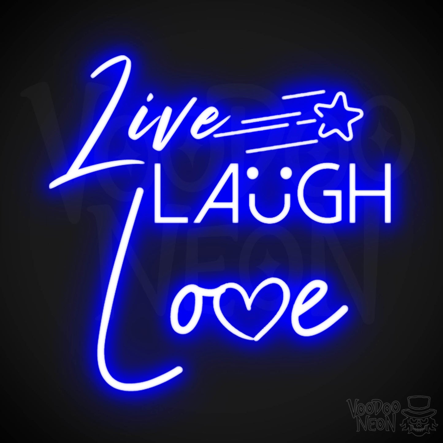 Live Laugh Love Neon Sign - Neon Live Laugh Love Sign - Wall Art - Color Dark Blue