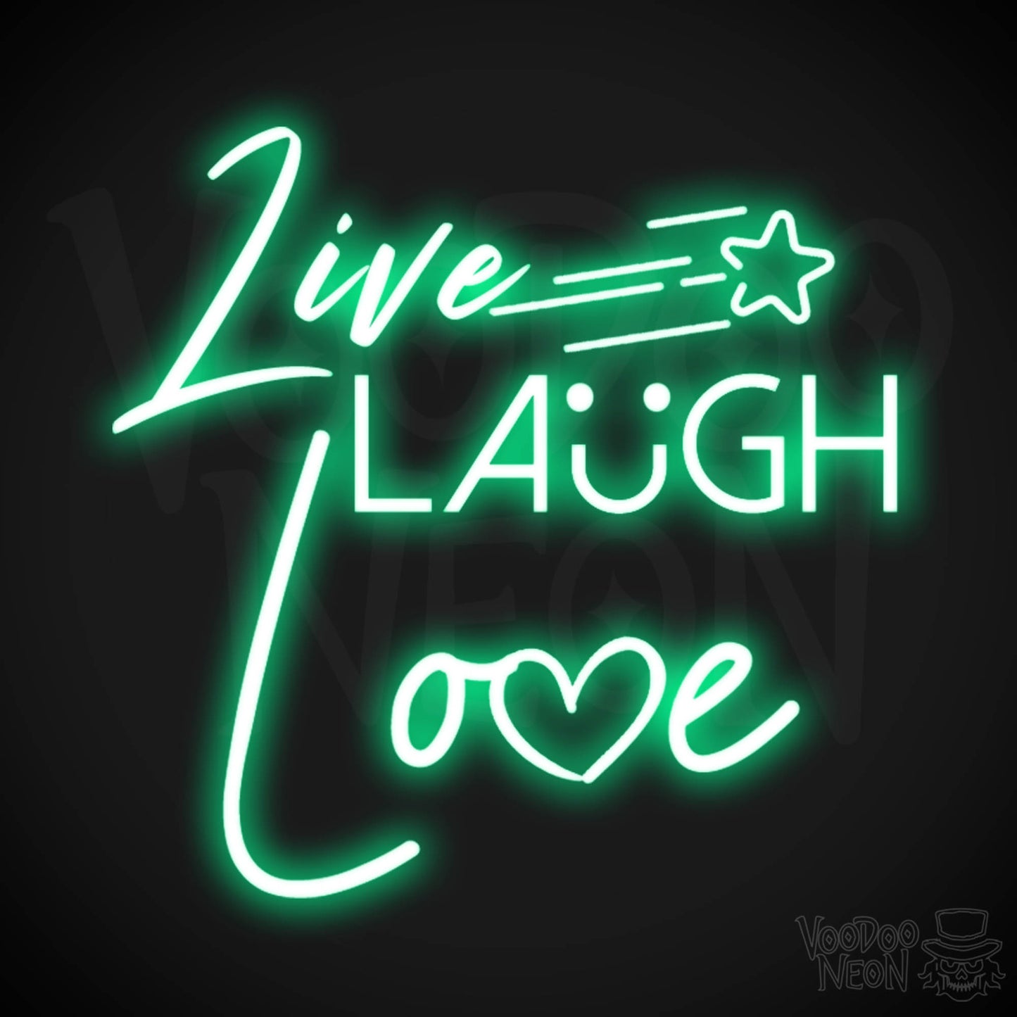 Live Laugh Love Neon Sign - Neon Live Laugh Love Sign - Wall Art - Color Green