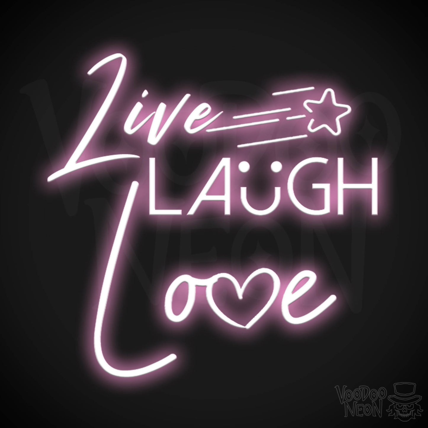 Live Laugh Love Neon Sign - Neon Live Laugh Love Sign - Wall Art - Color Light Pink