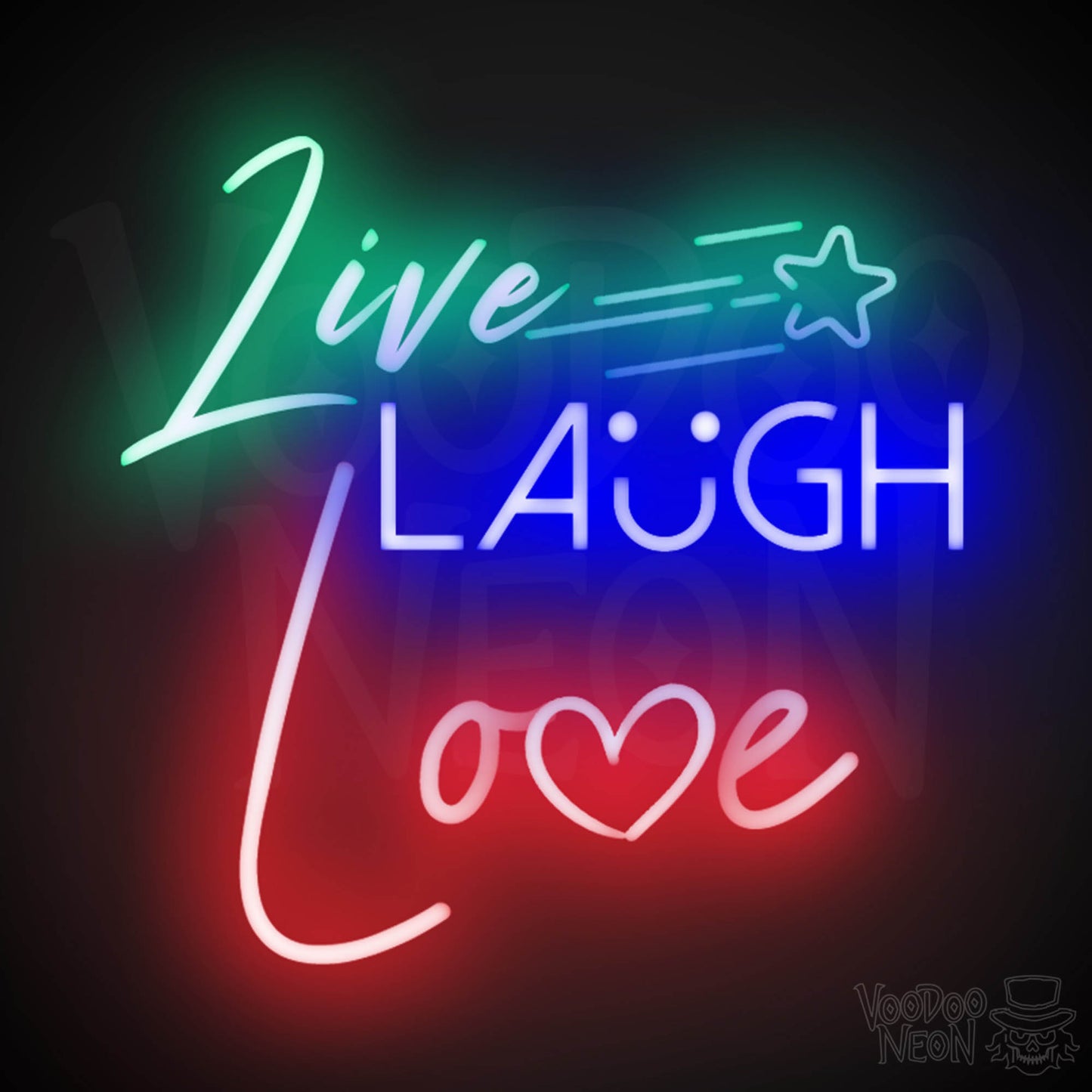 Live Laugh Love Neon Sign - Neon Live Laugh Love Sign - Wall Art - Color Multi-Color
