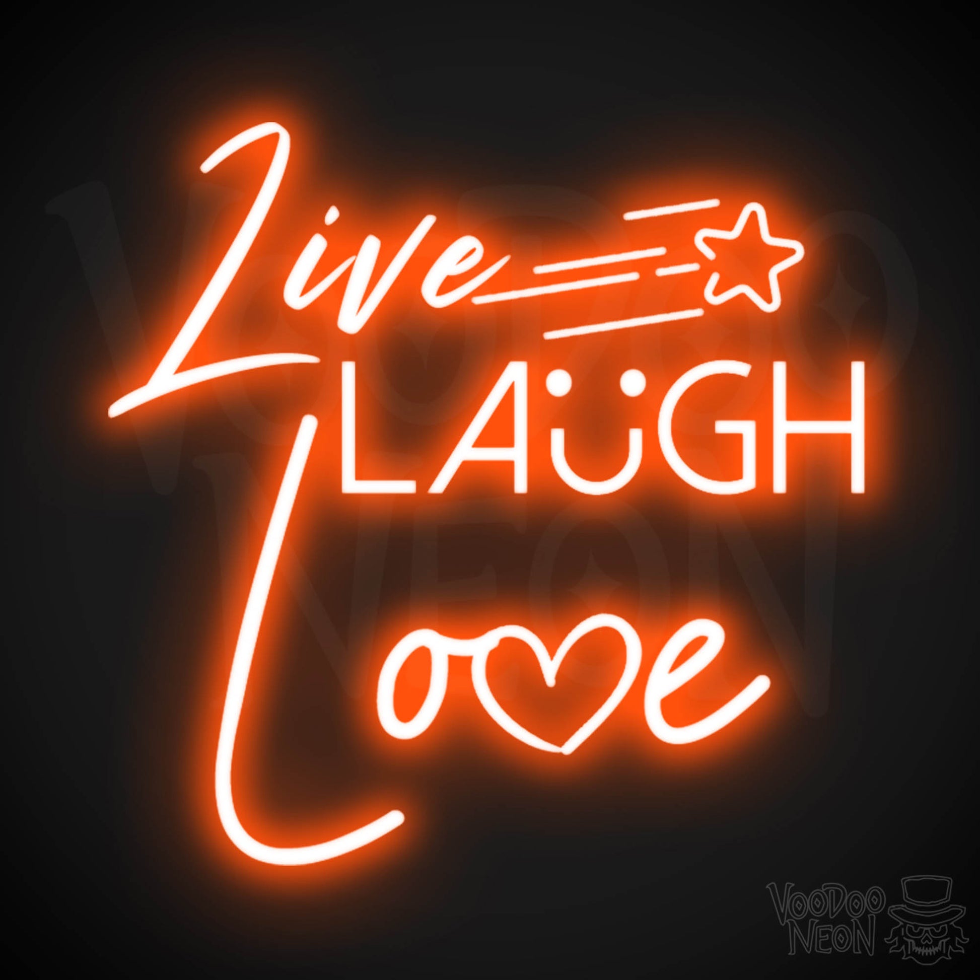 Live Laugh Love Neon Sign - Neon Live Laugh Love Sign - Wall Art - Color Orange