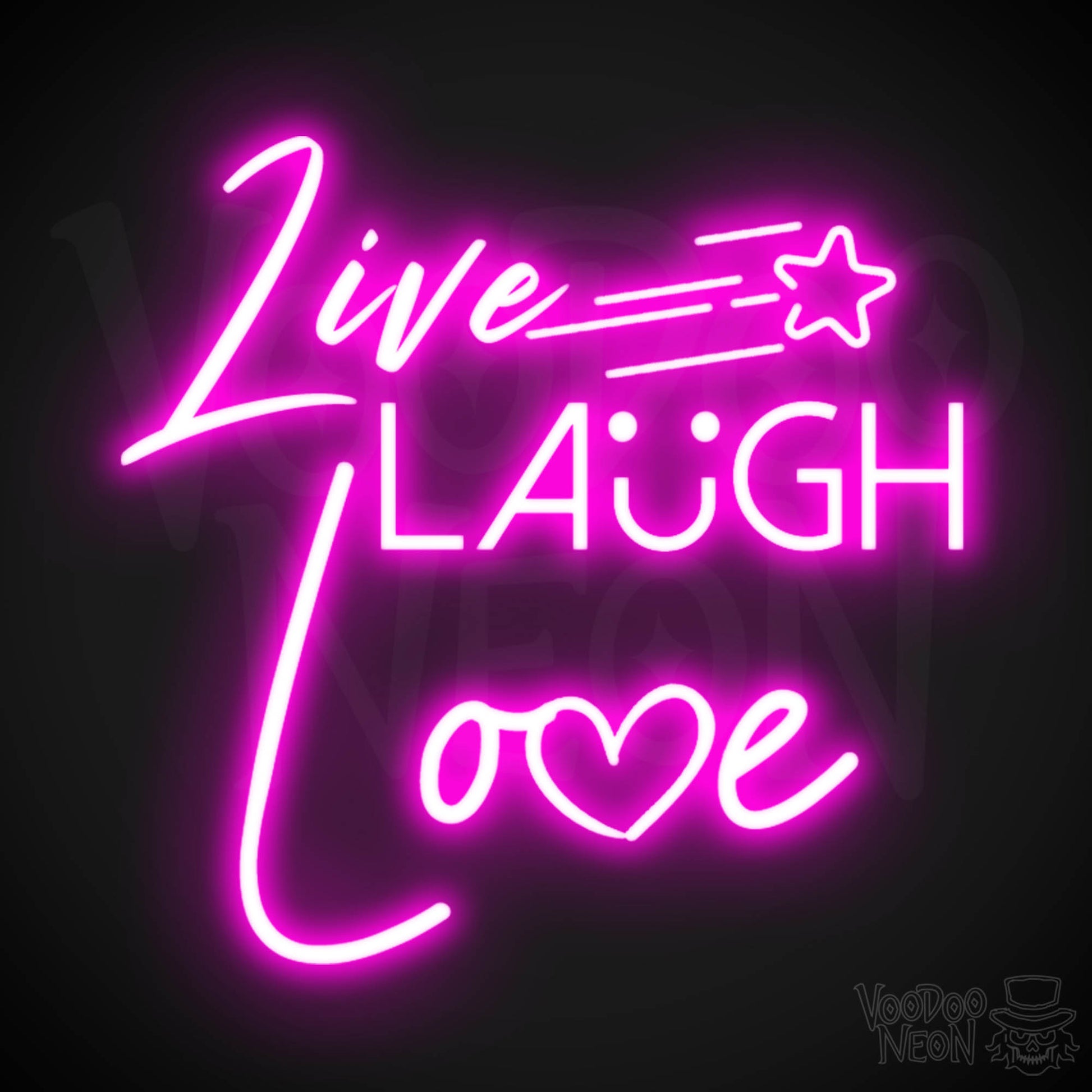 Live Laugh Love Neon Sign - Neon Live Laugh Love Sign - Wall Art - Color Pink