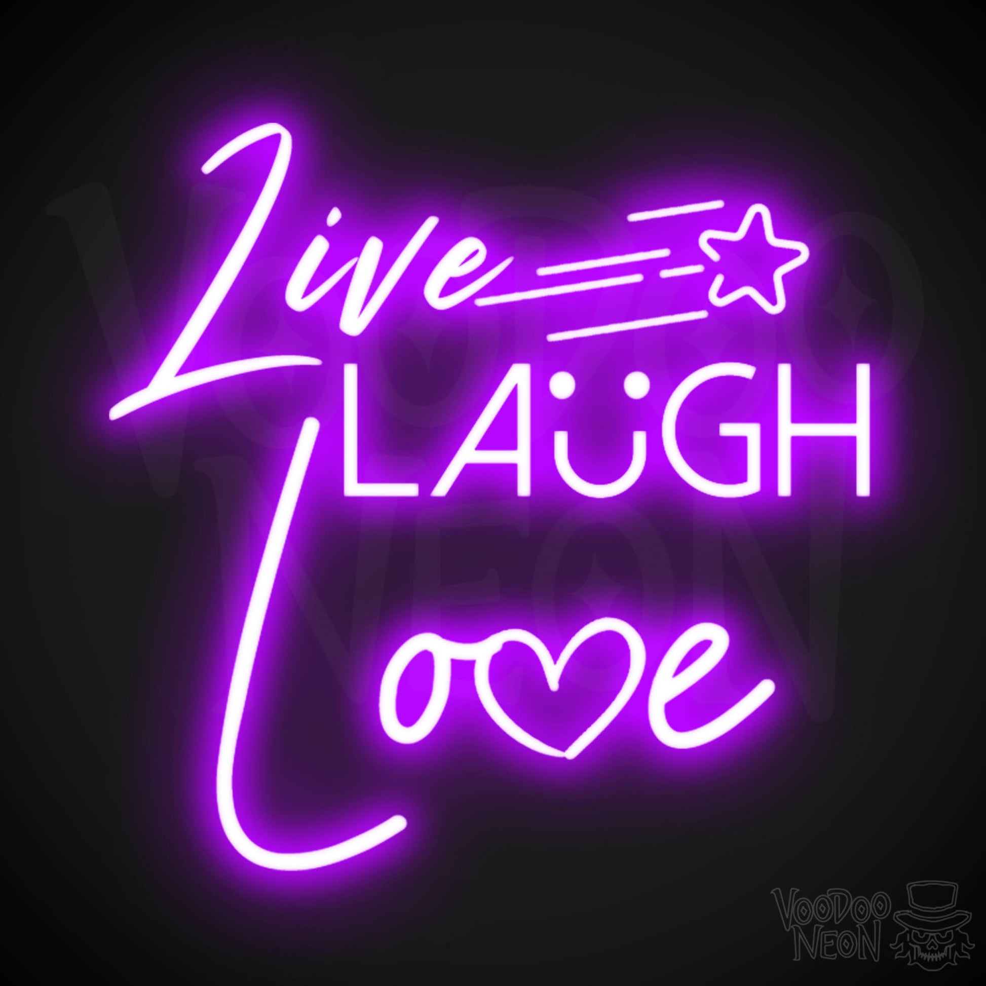 Live Laugh Love Neon Sign - Neon Live Laugh Love Sign - Wall Art - Color Purple