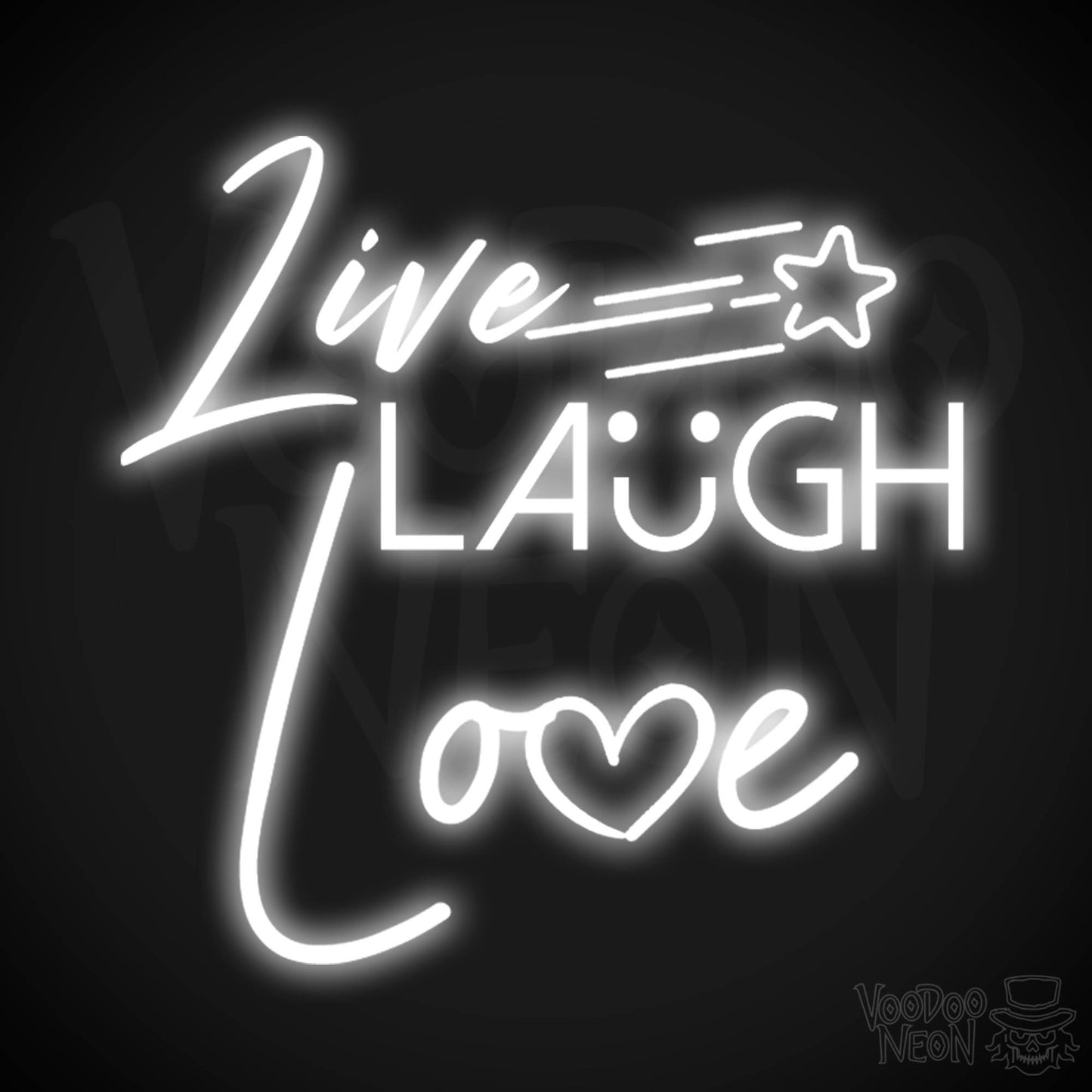 Live Laugh Love Neon Sign - Neon Live Laugh Love Sign - Wall Art - Color White