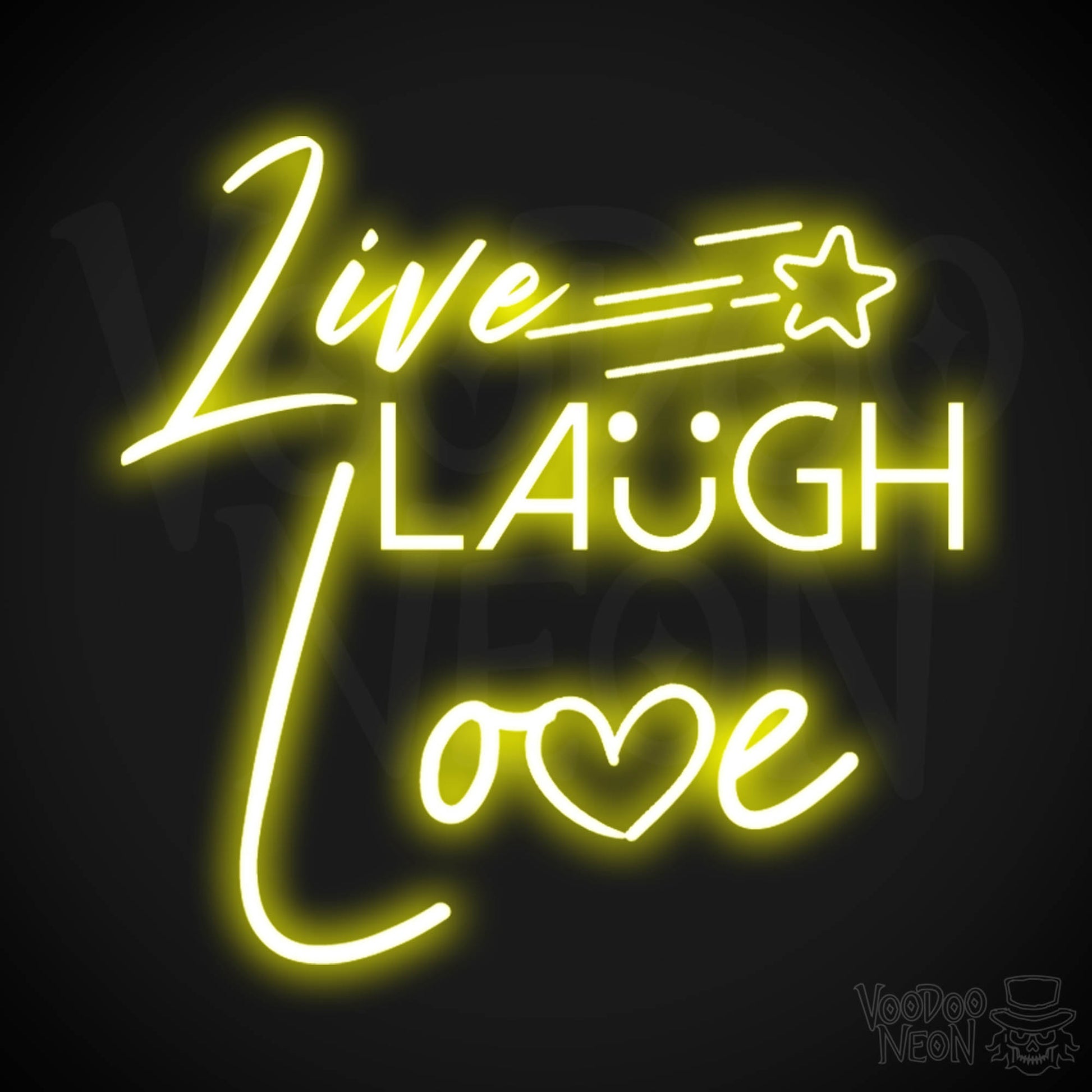 Live Laugh Love Neon Sign - Neon Live Laugh Love Sign - Wall Art - Color Yellow