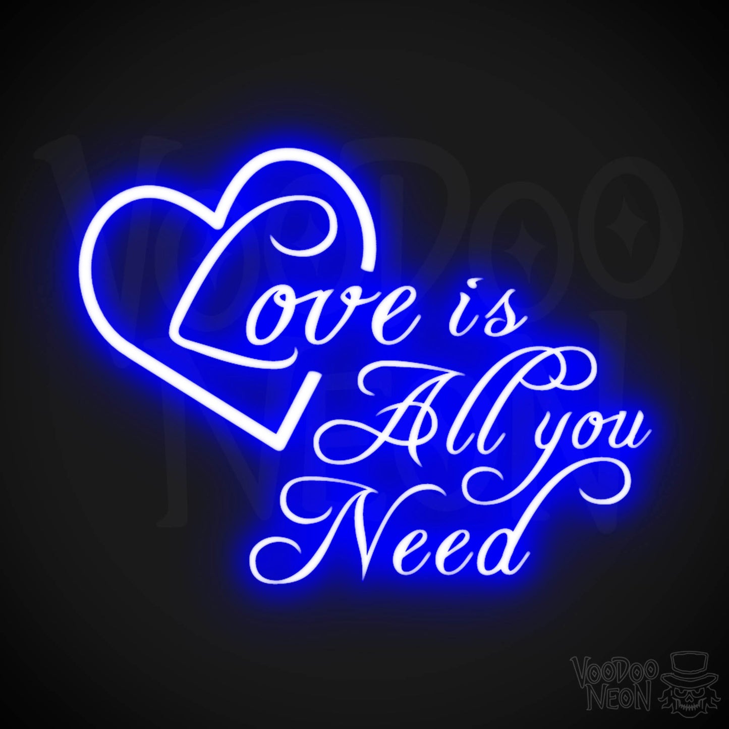 Love Is All You Need Neon Sign - Neon Love Is All You Need Sign - LED Light Up Wedding - Color Dark Blue
