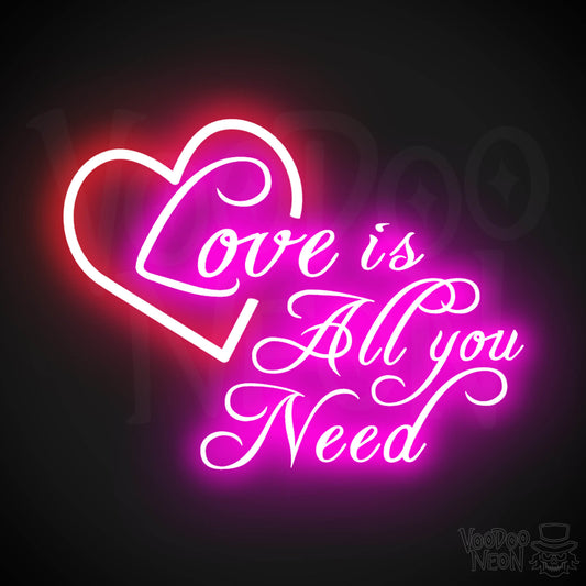 Love Is All You Need Neon Sign - Neon Love Is All You Need Sign - LED Light Up Wedding - Color Multi-Color