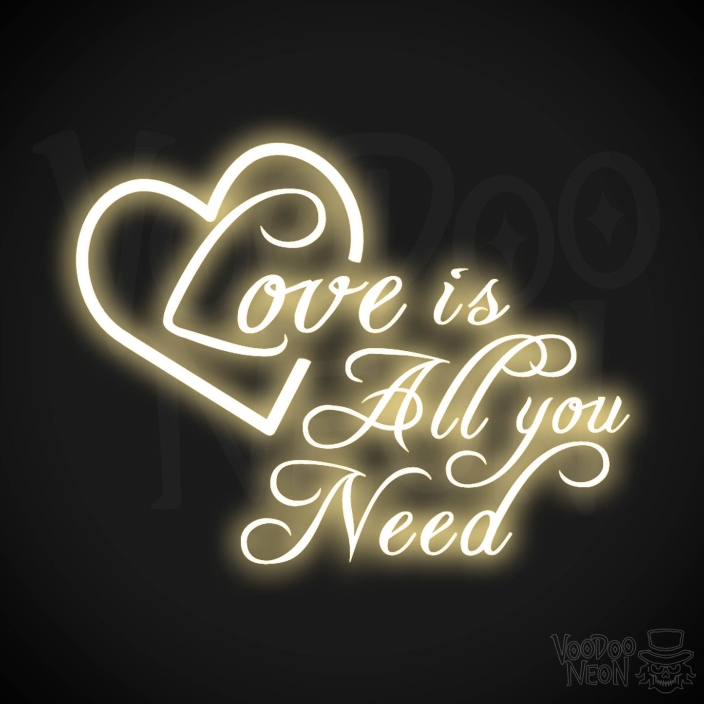 Love Is All You Need Neon Sign - Neon Love Is All You Need Sign - LED Light Up Wedding - Color Warm White