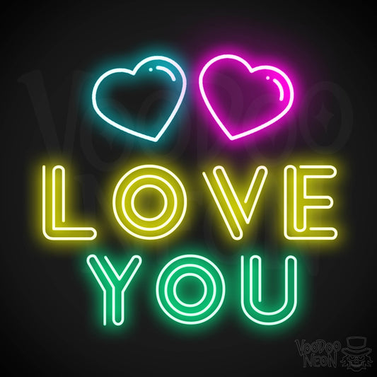 Neon Love You Sign - Love You LED Neon Wall Art - Color Multi-Color