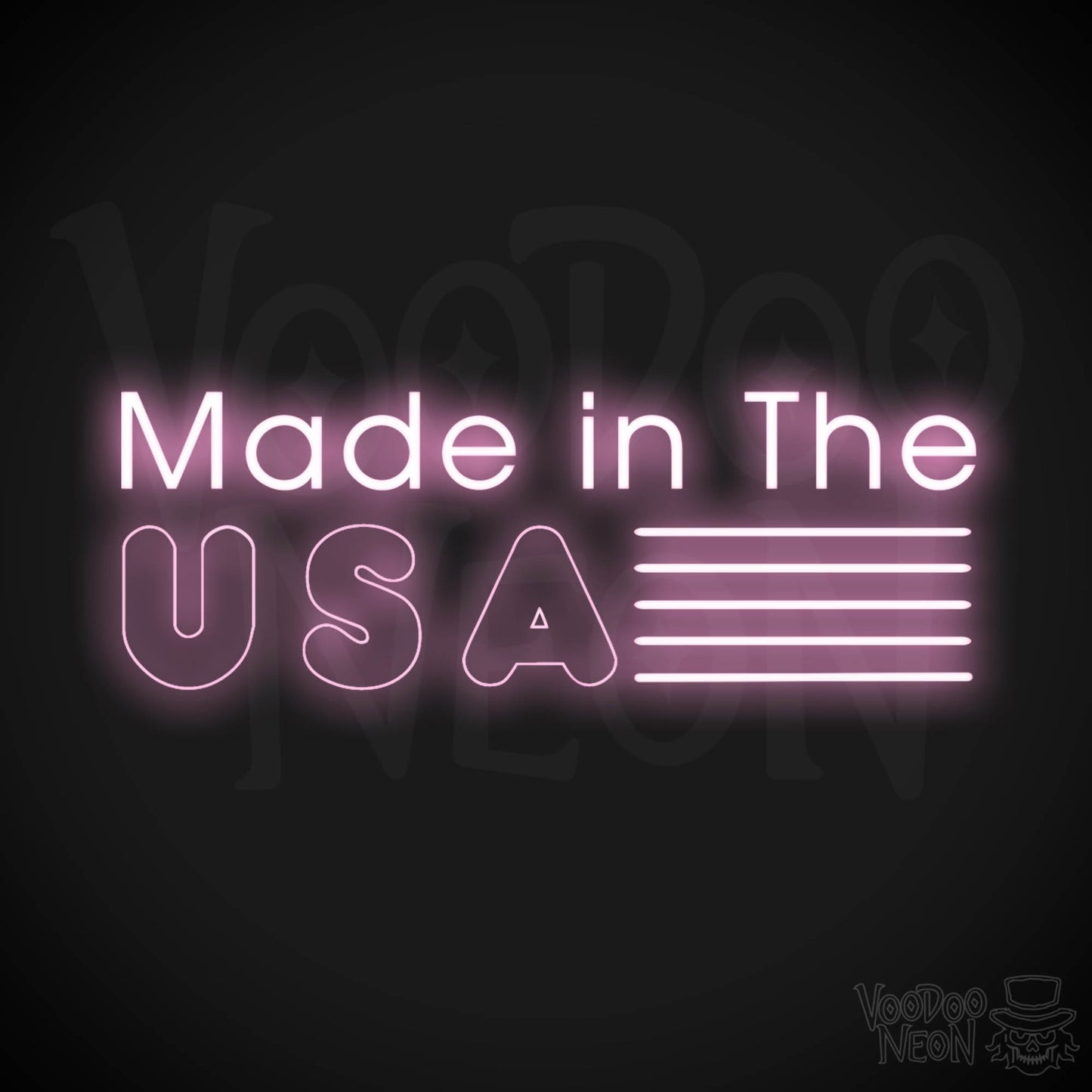 Made In The USA Neon Sign - LED Neon Wall Art - Color Light Pink