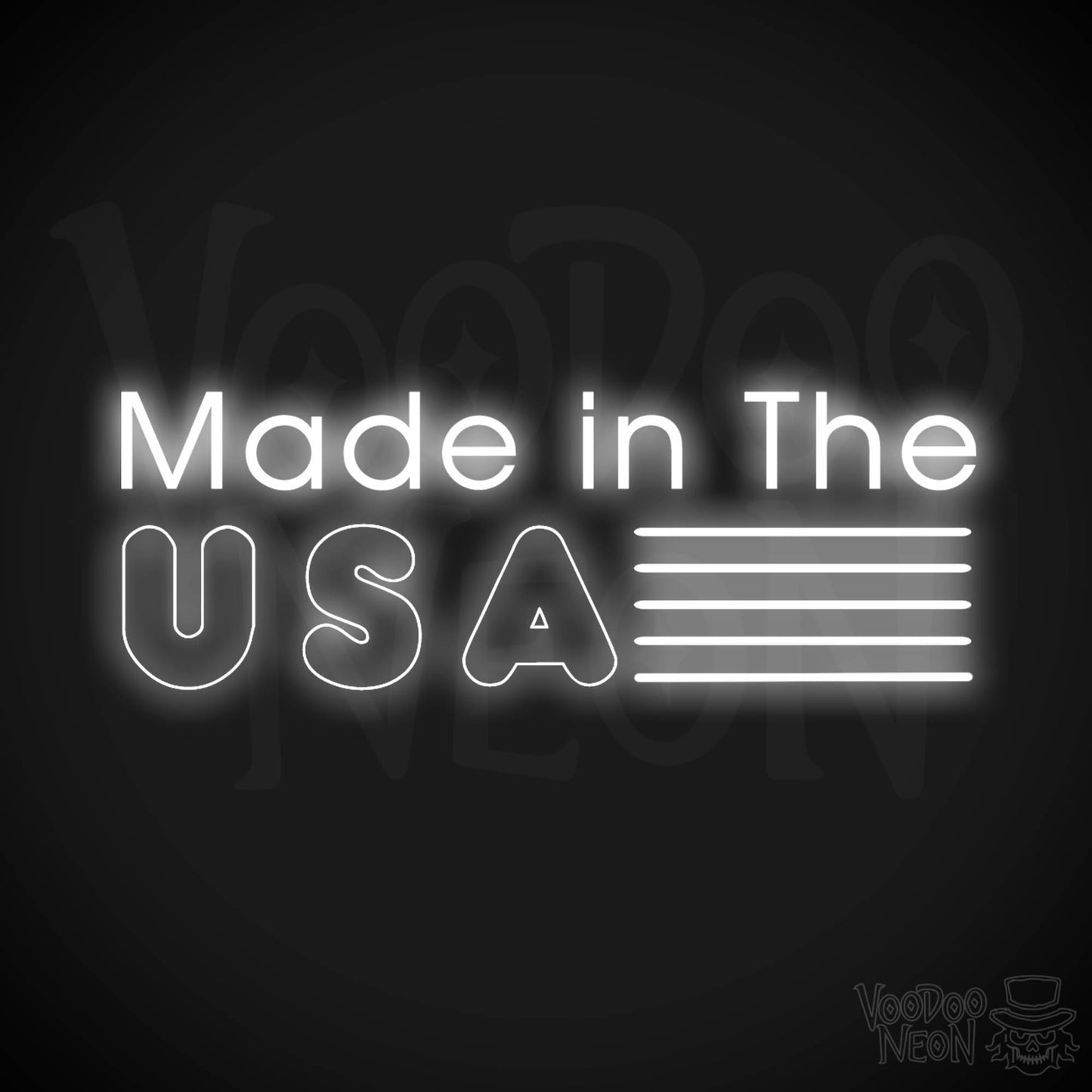 Made In The USA Neon Sign - LED Neon Wall Art - Color White