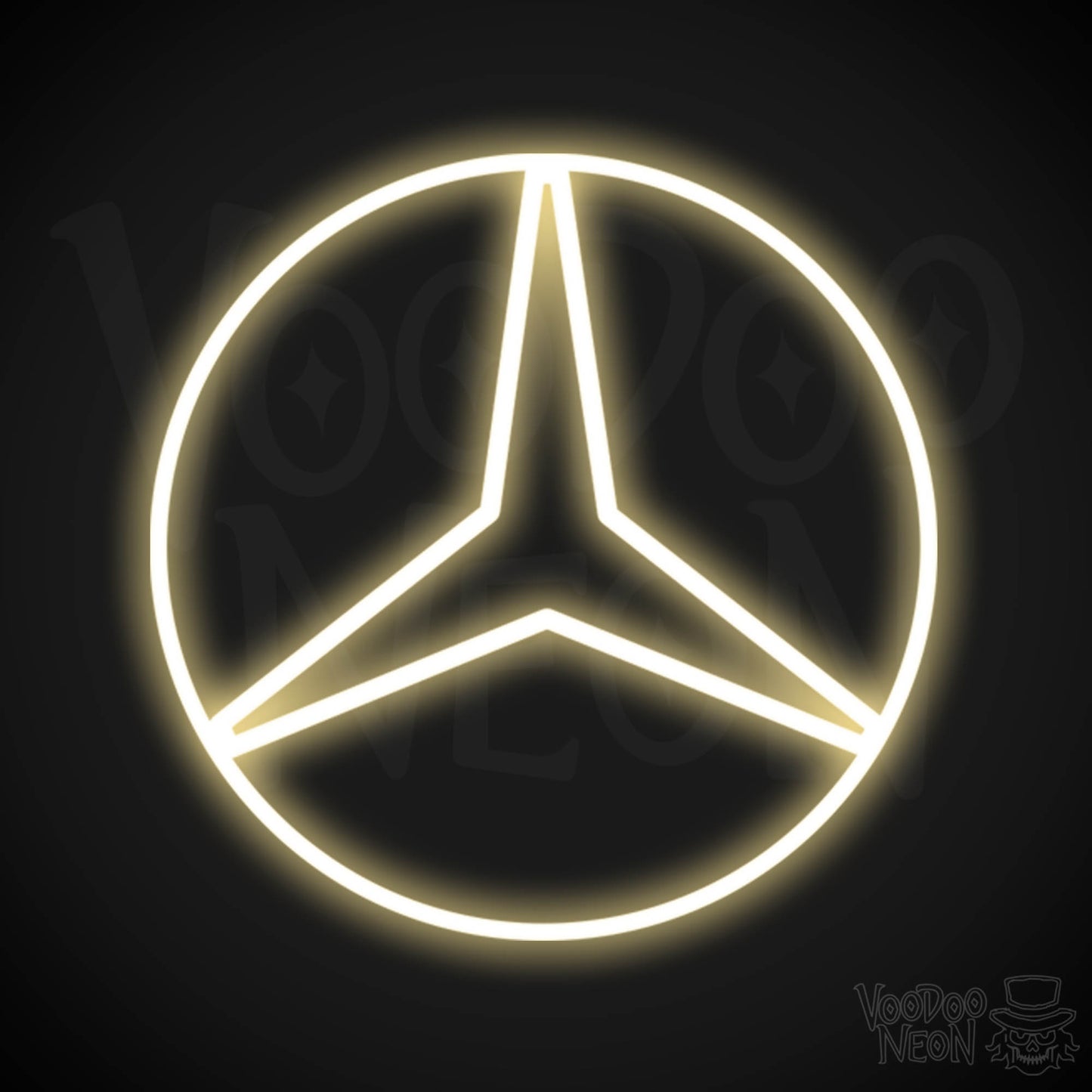 Mercedes Neon Sign - Neon Mercedes Sign - Mercedes Logo Wall Art - Color Warm White