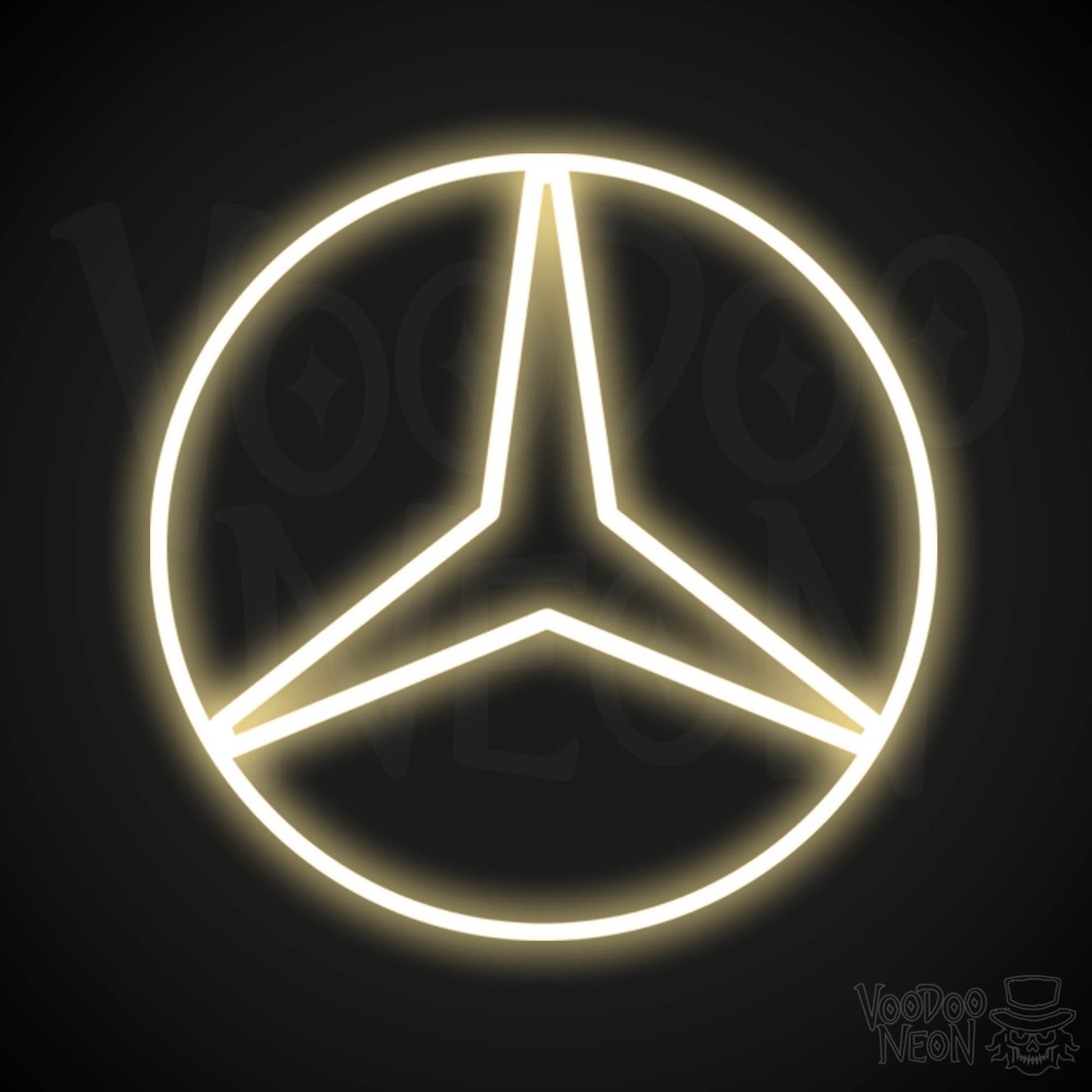 Mercedes Neon Sign - Neon Mercedes Sign - Mercedes Logo Wall Art - Color Warm White
