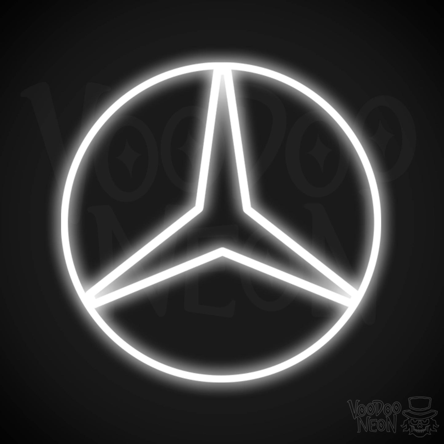 Mercedes Neon Sign - Neon Mercedes Sign - Mercedes Logo Wall Art - Color White