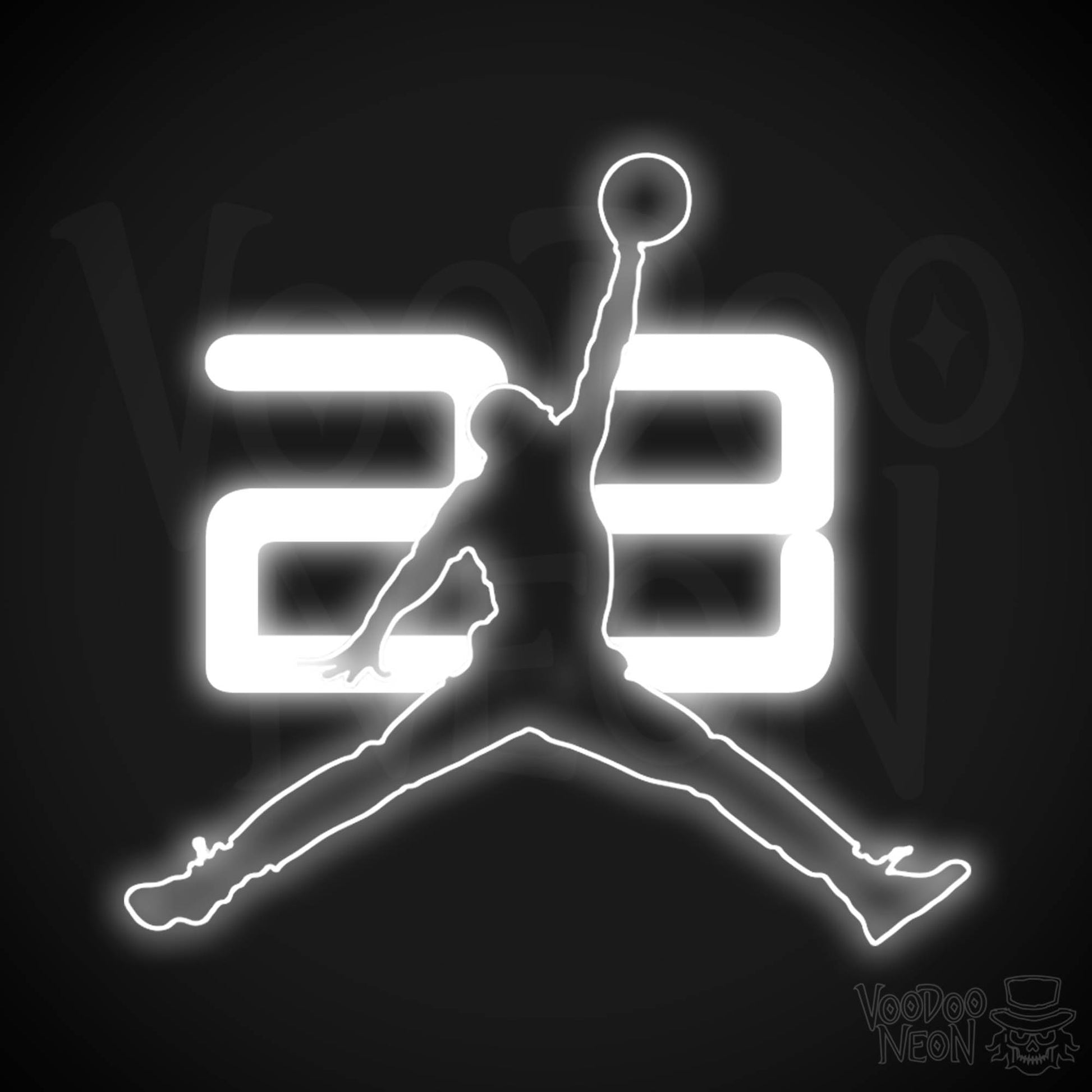 Neon Jordan Dunk - Michael Jordan Neon Wall Art - Neon Basketball Dunk Sign - Color White