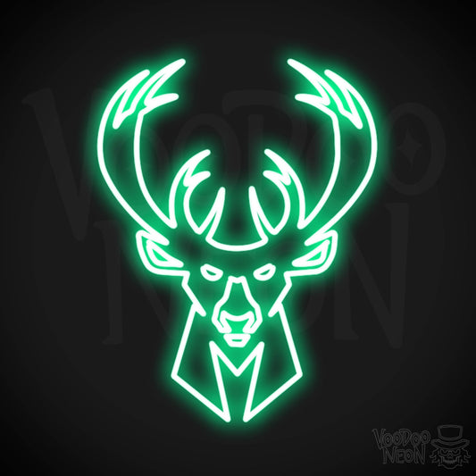 Milwaukee Bucks Neon Sign - Milwaukee Bucks Sign - Neon Bucks Wall Art - Color Green