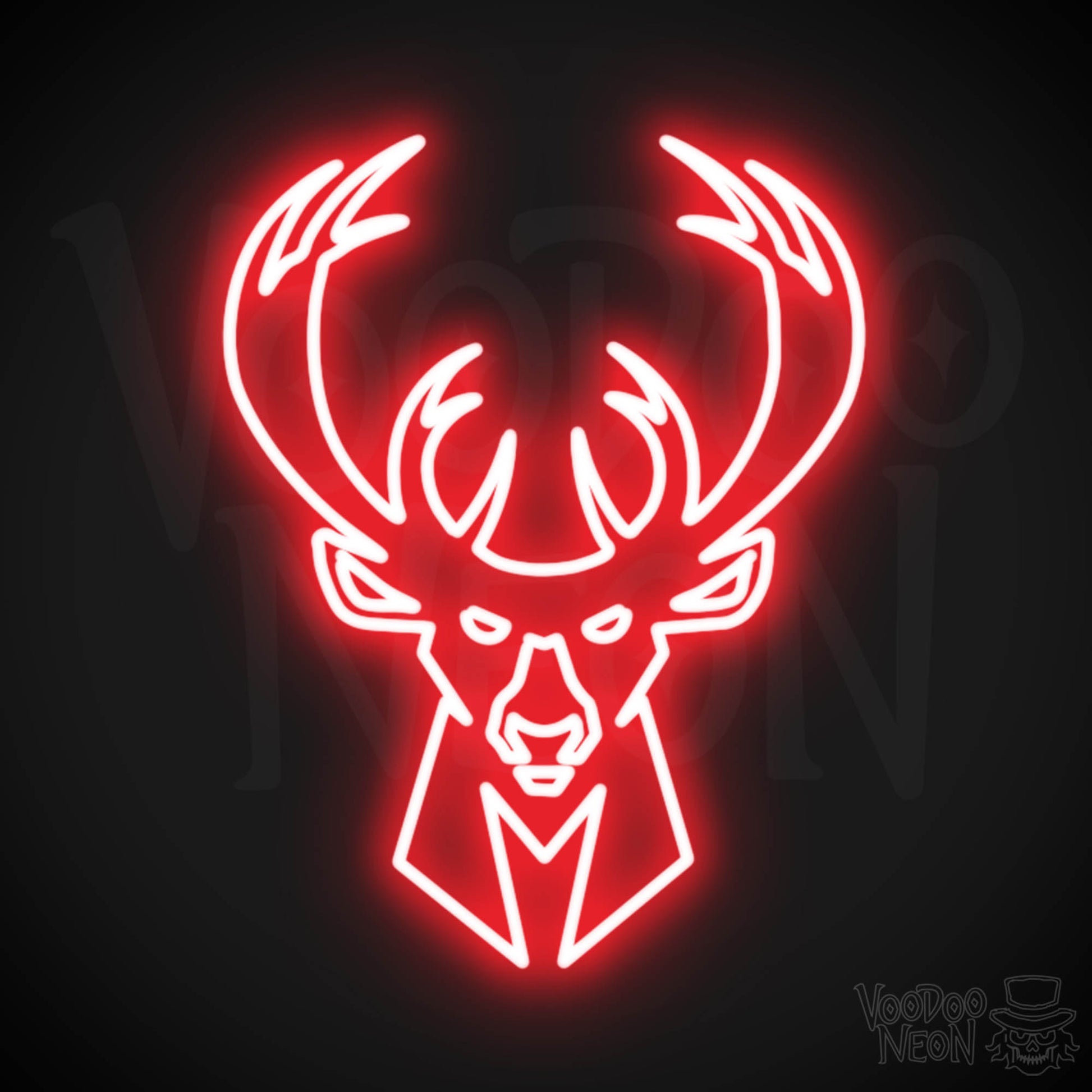 Milwaukee Bucks Neon Sign - Milwaukee Bucks Sign - Neon Bucks Wall Art - Color Red