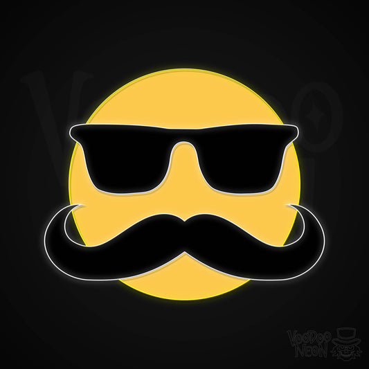 Fancy Mustache Emoji Neon Sign - Multi-Color - Blackwall