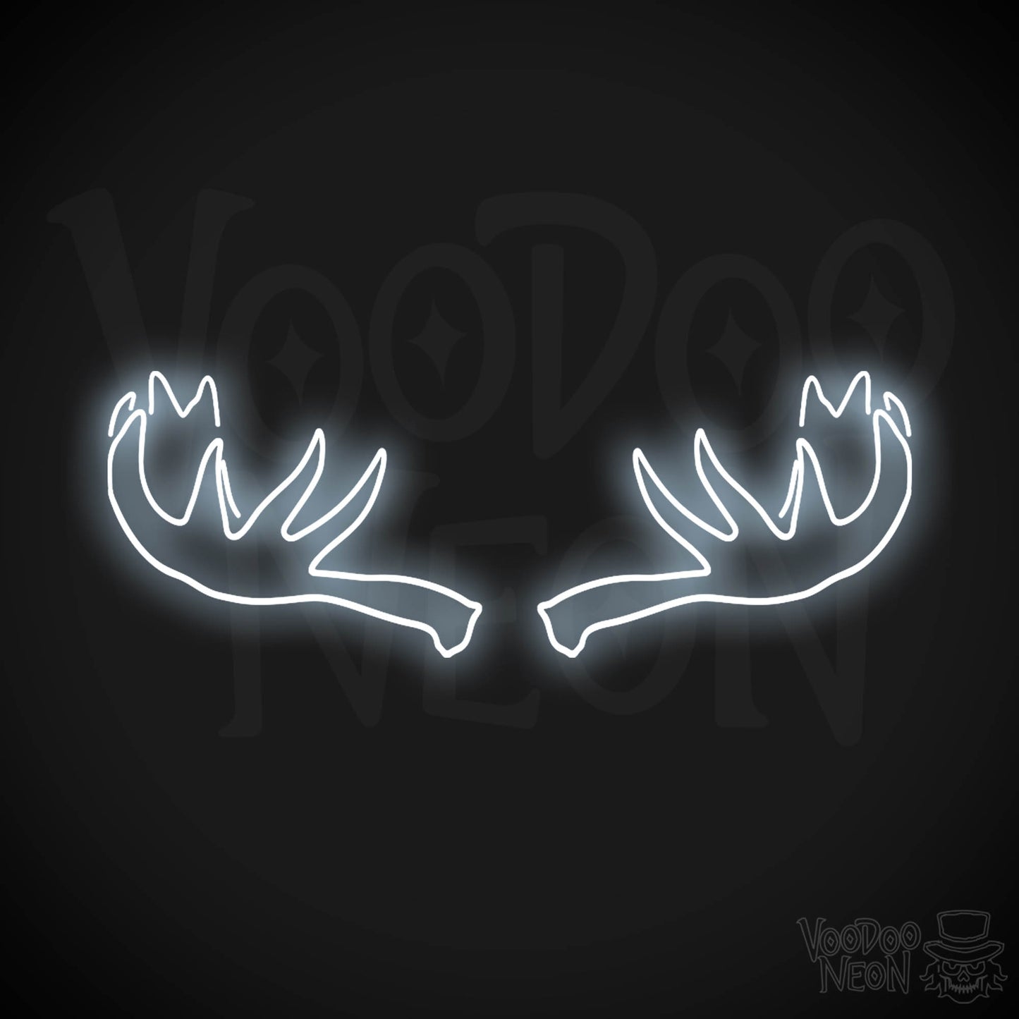 Moose Horns Neon Sign - Neon Moose Horns Sign - Moose Neon Sign - Color Cool White