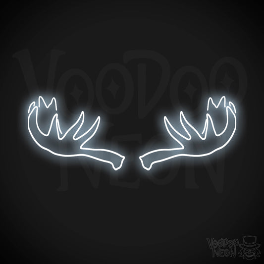 Moose Horns Neon Sign - Neon Moose Horns Sign - Moose Neon Sign - Color Cool White