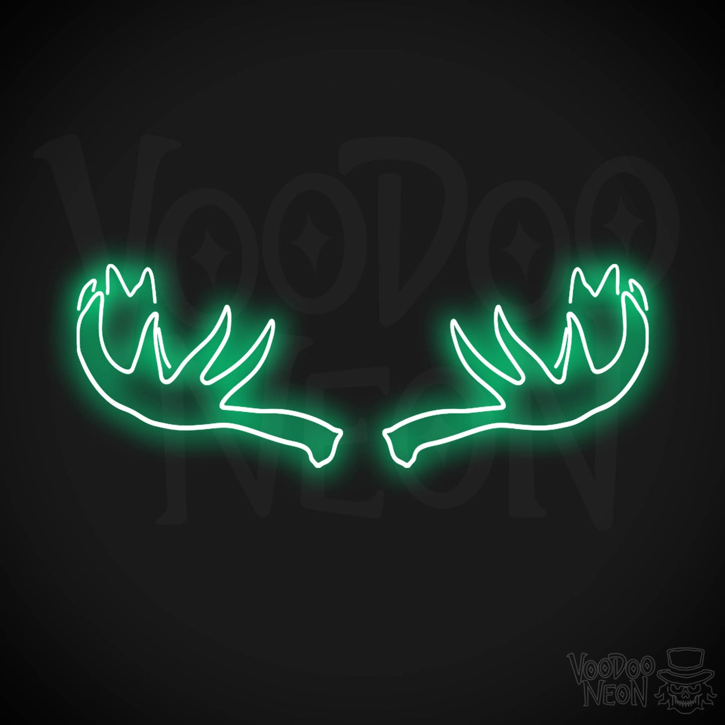 Moose Horns Neon Sign - Neon Moose Horns Sign - Moose Neon Sign - Color Green